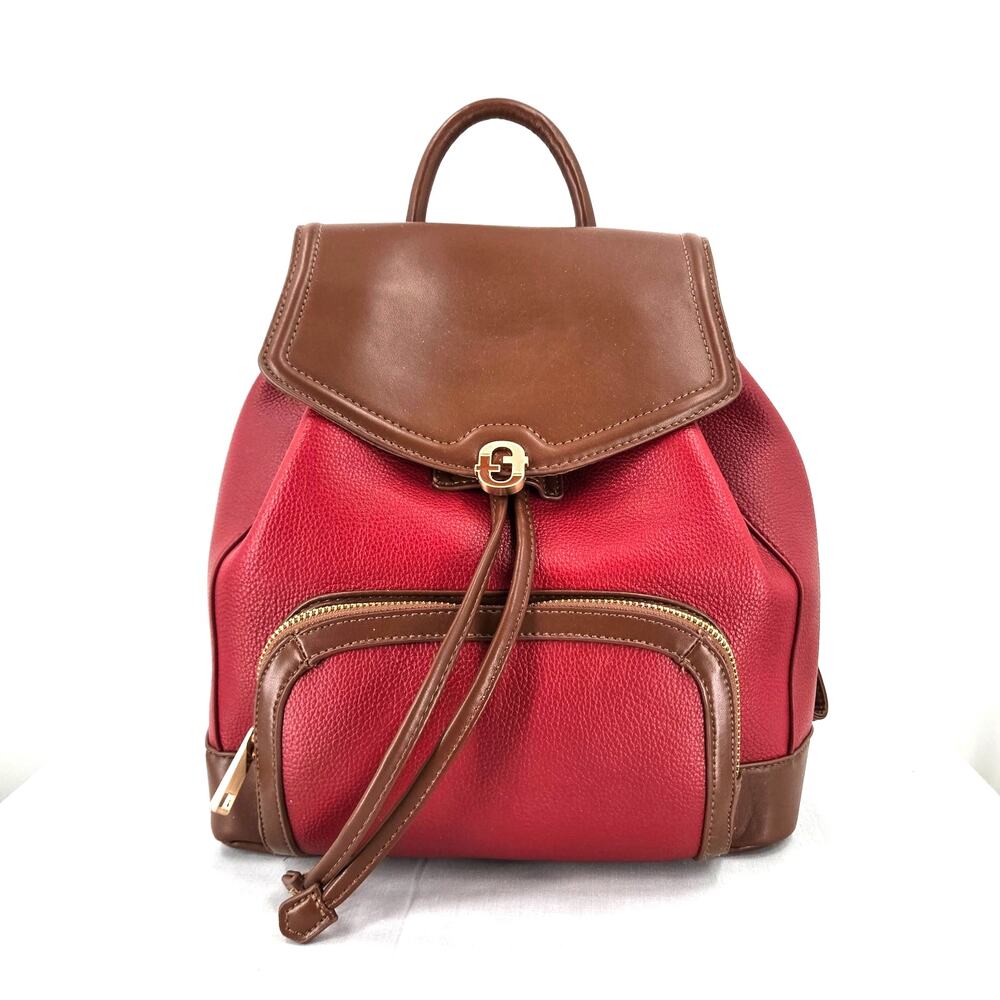 NWT Time and Tru Gabriella Drawstring Backpack Persimmon/Brown Chestnut